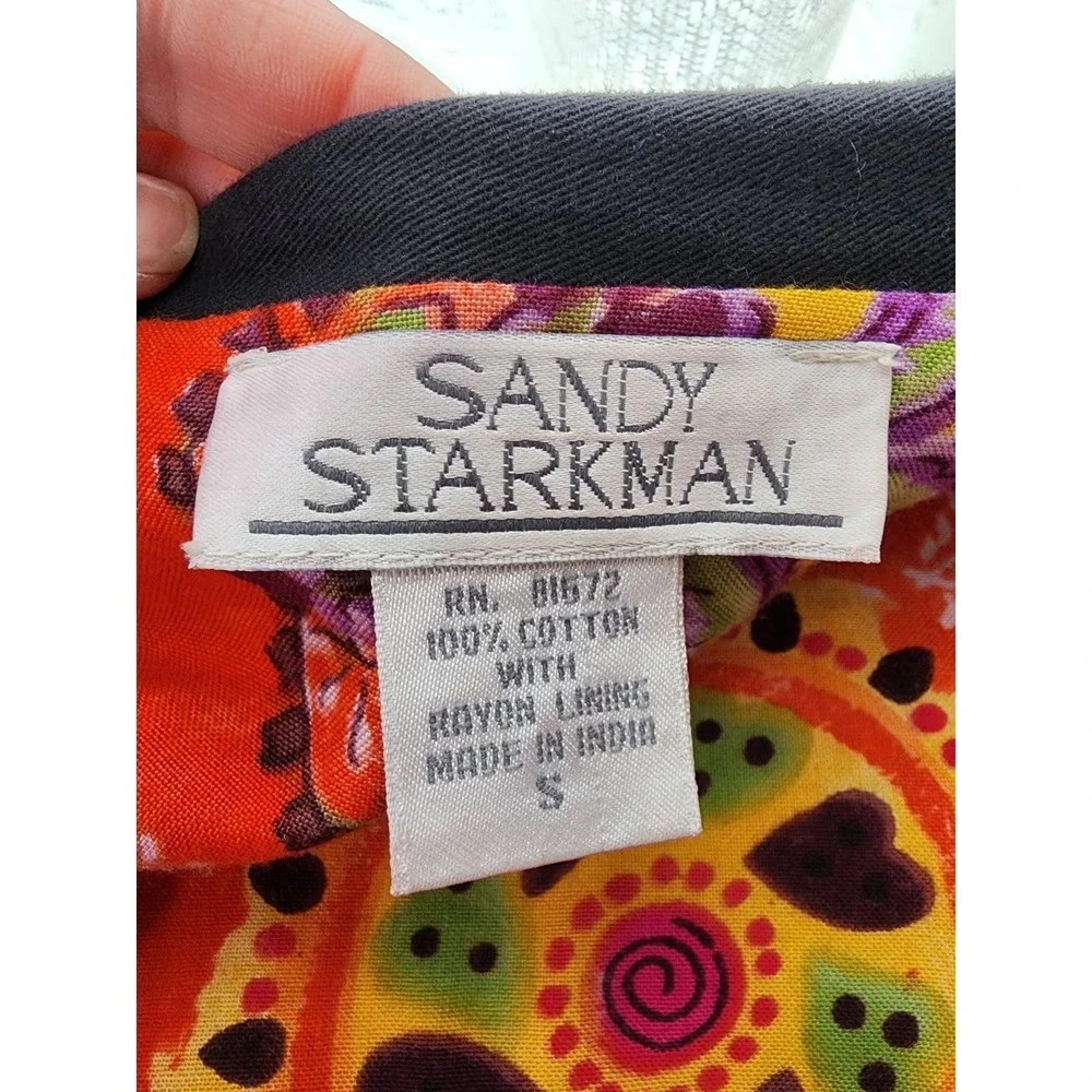 Vintage Sandy Starkman Boho Patchwork Jacket Whimsy Funky Hippie Floral Small